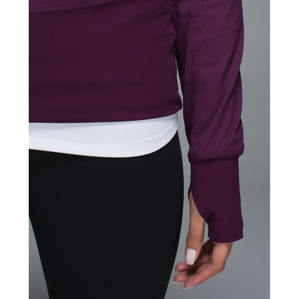 Lululemon In Flux Jacket Women Plum Purple Hooded Thumbholes Zip Up - Picture 6 of 13